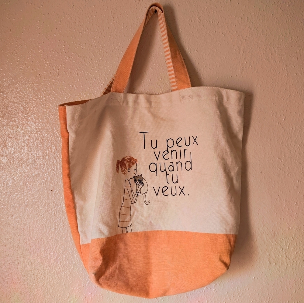J Fashion RARE Kawaii Y2k Cotton Canvas Shopper Tote